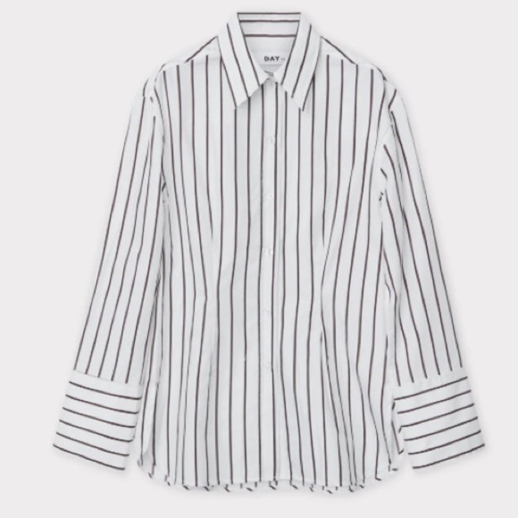 Day Birger et Mikkelsen Julia Modern Stripe Blouse Top Bright White  Brown - Picture 4 of 16